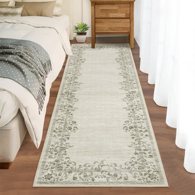 Modern Machine Washable Area Rugs Floral Printed Floor Carpet Non Slip Backing Stain Resistant Indoor Soft Mat