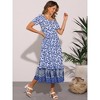 INSPIRE CHIC Women's Boho Floral Print Short Sleeve A-Line Midi Dress - 4 of 4