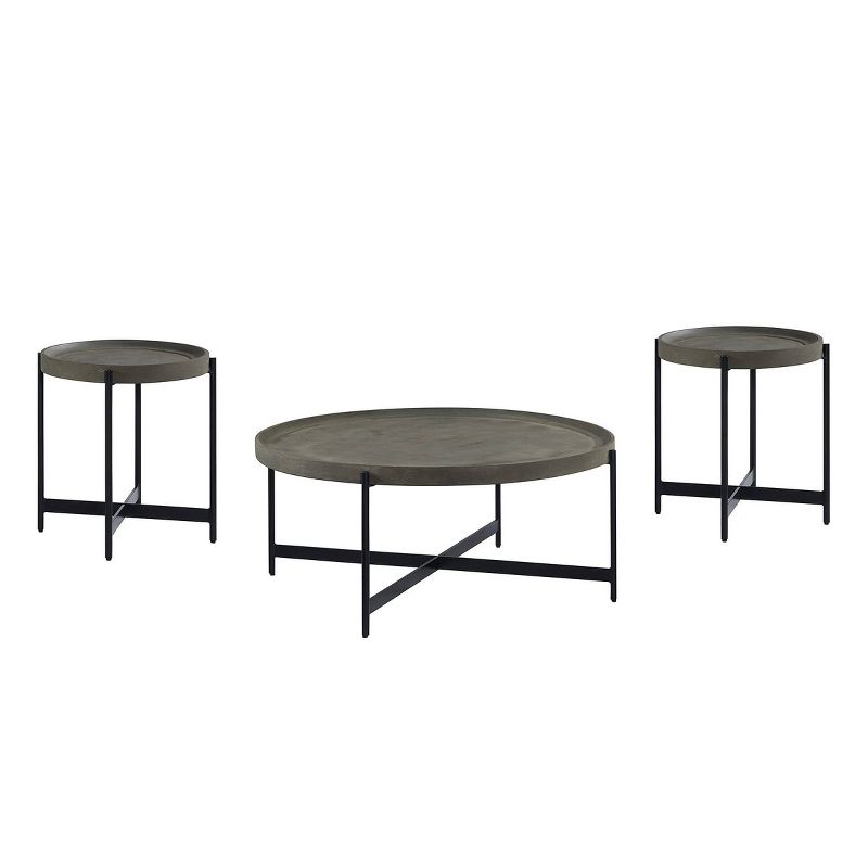 3pc Brookline Table Set Concrete Gray - Alaterre Furniture: Rustic Industrial Design, Solid Wood Tray Tops, Metal Base, Living Room Essentials, 1 of 12