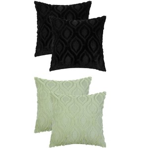 Unique Bargains Patterned Soft Shaggy Plush Faux Fur Throw Pillow Covers Set 4 Pcs - 1 of 4