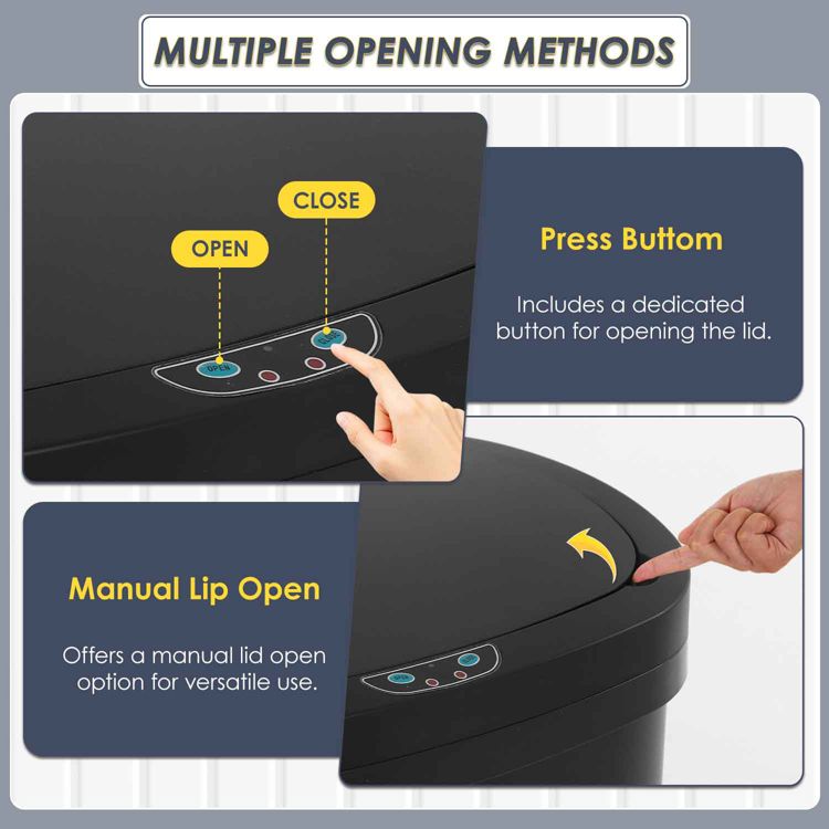 FDW Kitchen Trash Can with Lid, 13 Gallon Automatic Garbage Can for Bathroom Bedroom Home Office 50 Liter Touch Free Stainless Steel Waste Bin, 5 of 7