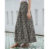 Women's Chiffon Boho Maxi Skirt - High Waist Tiered Pleated Floral A-Line Long Skirt Black White Floral - 4 of 4