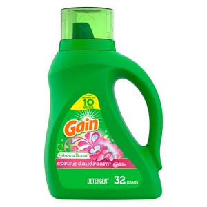 Gain + Aroma Boost Liquid Laundry Detergent, Spring Daydream Scent, 32 Loads, 46 fl oz, HE Compatible - 1 of 4