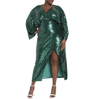 ELOQUII Women's Plus Size Dolman Sleeve Sequin Dress