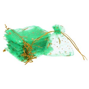 Unique Bargains Moon Star Printed Drawstring Mini Gift Candy Christmas Organza Bags 100 Pcs - 1 of 4