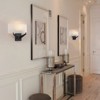 PAKOKULA Farmhouse 1-Light Black Rectangular Wall Sconce with White Half-Moon Fabric Shade - 4 of 4