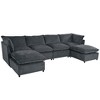 136" Large U-Shape Modular Sectional Sofa with Solid Wood Frame, 2 Large Chaises, Removable Ottomans - 4 of 4
