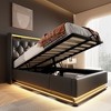 KTMBDW Lift Up Storage Bed Frame with Charging Station, Upholstered Platform Bed with Wingback Headboard, Hydraulic Lift System - 3 of 4