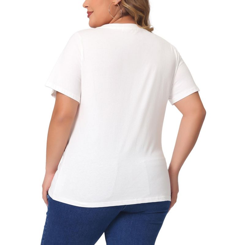 Agnes Orinda Women's Plus Size Basic Casual V Neck Short Sleeve Plain T-shirts, 4 of 6