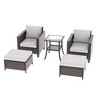 Sonkuki 5 Pieces PE Rattan Furniture Set with Side Table, Patio Chair with Washable Cushion, Ottomans for Balcony, Porch and Yard - 2 of 4