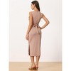 Allegra K Women's Casual Sleeveless Crisscross Waist Bodycon Midi Dress - 4 of 4
