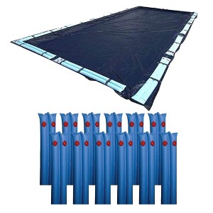 16x32 Dark Blue Winter Rectangular Inground Swimming Pool Cover w/Water Tubes - 1 of 4