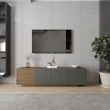 Nexera Riva TV Stand for TVs up to 80" Walnut & Black: Modern Console with Doors, Wood Composite, 100 lbs Capacity - 3 of 4