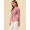 INSPIRE CHIC Women's Polka Dots 3/4 Sleeve Casual Button Front Shirt - 4 of 4