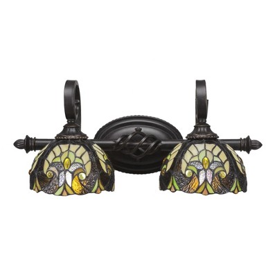 Toltec Lighting Elegante 2 - Light Vanity in  Dark Granite with 7" Ivory Cypress Art Glass Shade
