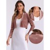 INSPIRE CHIC Women's Velvet Long Sleeve Shawl Neck Open Front Cropped Bolero Cardigan - 2 of 4