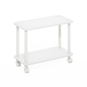 Furinno Turn-N-Tube Modern Rectangle End Table, Side Table with Casters, White/White - 1 of 1