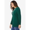 Woman Within Embroidered Thermal Henley Tee - 4 of 4