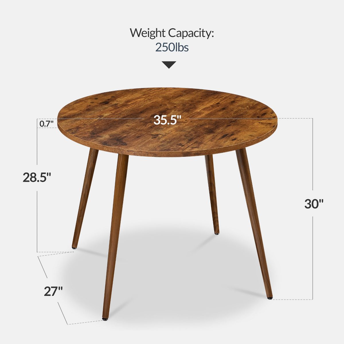 Best Choice Products Round Mid-Century Modern 35.5in Dining Table, Dinette for Home or Kitchen w/Wood Finish Steel Legs - Natural - thumbnail 9