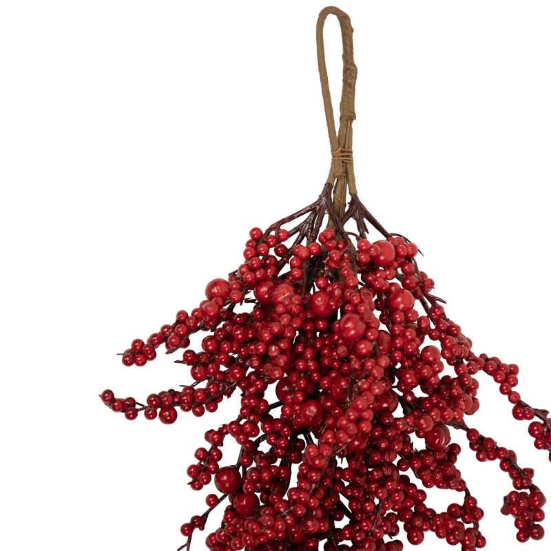 Northlight Red Berries Artificial Christmas Teardrop Swag - 24" - Unlit, 3 of 4