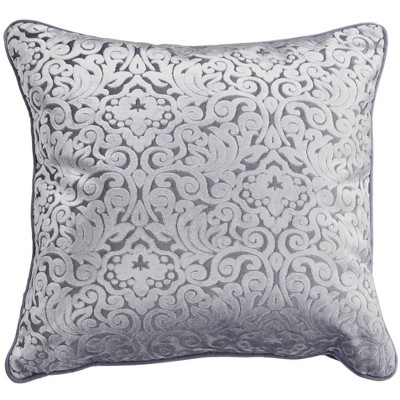 Pewter Gray Cut Velvet 20" Square Throw Pillow