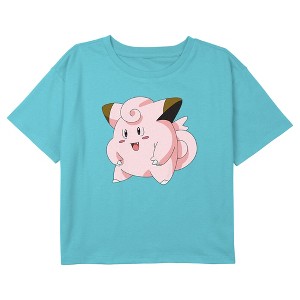 Girl's Pokemon Clefairy Profile Portrait Crop Top T-Shirt - 1 of 3
