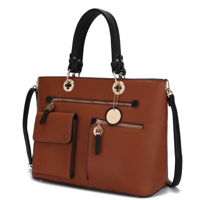 MKF Collection Julia Vegan Leather Color-block Women’s Satchel Bag by Mia k