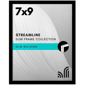 Americanflat 7x9 Picture Frame with Shatter-Resistant Glass - Streamline - Thin Border Photo Frame - Black - 1 of 1