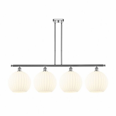White Venetian - 4 Light Stem Hung Island In Modern Style-14 Inches Tall and 50.25 Inches Wide