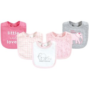 Touched by Nature Infant Girl Organic Cotton Bibs, Pink Peanut, One Size - 1 of 4