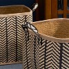 Gulches Square Palm Leaf Woven Wicker Storage Basket with Handles Set of 2£¬Black and Brown£¬ For Clothes, Books Storage, Picnic and Home Decoration - 4 of 4