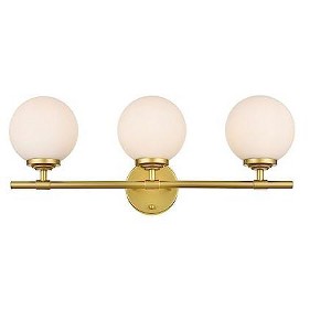 Elegant Lighting Ansley 3 light Brass and frosted white Bath Sconce - 1 of 4