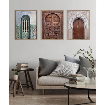 Morocco Essaouira Door Framed Canvas Wall Art, 18x24 Gold