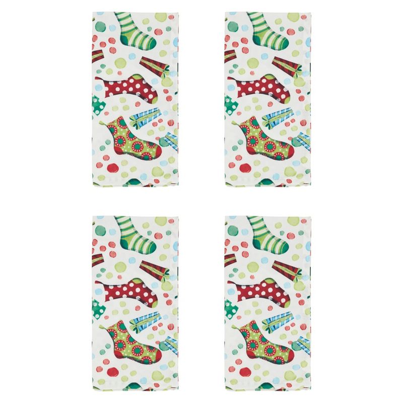 Saro Lifestyle Holiday Table Napkins With Christmas Stockings Design (Set of 4), 3 of 5
