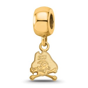 Black Bow Jewelry 14k Yellow Gold Plated Sterling Silver East Carolina Pirates NCAA Bead Charm - 1 of 4