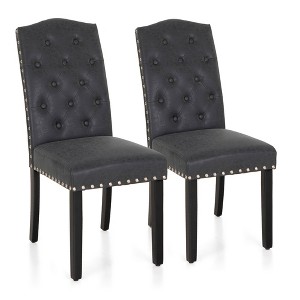 Captiva Designs Indoor High Back Dining Chairs with PU Leather & Padded Seat & Solid Curved Wood Legs - 1 of 4