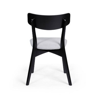 Chazz Light Gray Upholstered Dining Chairs with Matte Black Wood Frame