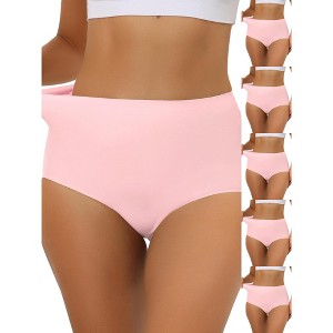INSPIRE CHIC Women's Elastic High-Waisted Unlined Breathable No-Show Hipster Underwear 6 Packs - 1 of 4