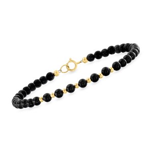 Ross-Simons 4-4.5mm Onyx Bead Bracelet in 10kt Yellow Gold - 1 of 3