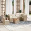 vidaXL 7 Piece Patio Sofa Set with Cushions Beige Poly Rattan - 3x Middle + Table + 3x Corner - 2 of 4