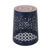 15" Tile Mosaic Lace-Cut Metal Outdoor End Table, Transitional Patio Accent Table, Patio Side Tables -Christopher Knight Home - 4 of 4