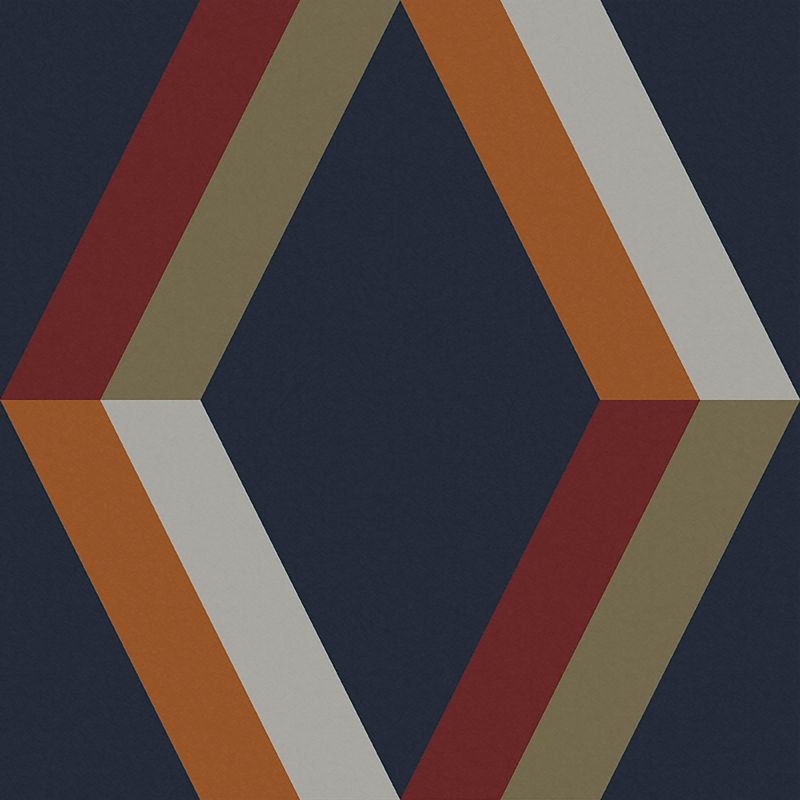 Cirque Nuit Navy Blue and Orange Geometric Paste the Wall Wallpaper, 4 of 5