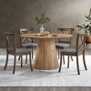 5 PCS Space-Saving Design Dining Set, 1 Round MDF Dining Table and 4 Chairs, Rubber Wood Frame Chairs with Polyester Cushion-Baofuwish - 3 of 4