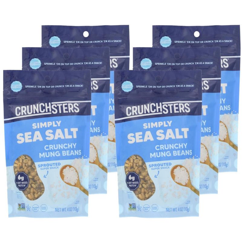 Crunchsters Simply Sea Salt Crunchy Mung Beans Sprouted Super Snack - Case of 6/4 oz, 1 of 6