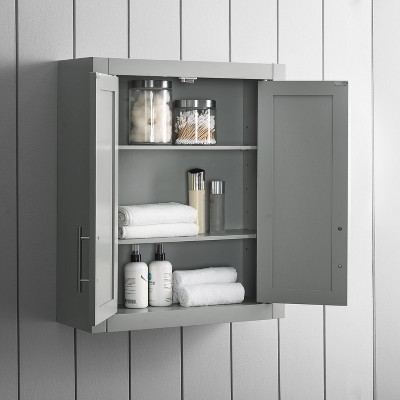 Savannah Gray Shaker-Style Wall Cabinet with Chrome Hardware