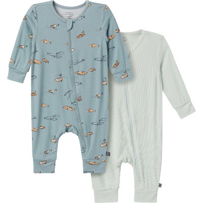 Modern Moments™ by Gerber Baby Boys' 2-Pack Footless Coveralls, Medium Teal Fishing