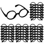 Blue Panda 24 Pack Nerd Glasses Party Supplies, Round Black Wizard Glasses for Cosplay, Costumes