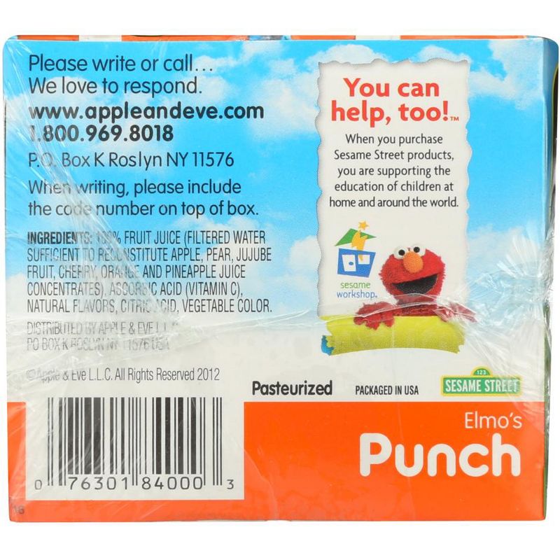 Apple & Eve Sesame Street Juice Elmo's Punch - Case of 5/8 pack, 125 ml, 5 of 7