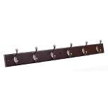 BirdRock Home Hook Coat and Hat Rack - 6 Hooks - 27 Inches - Wall Mount - Oil Rubbed Bronze Hooks - Dark Brown