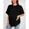 Womens Maternity Shirts Summer Ribbed knit Short Sleeve Casual Pregnancy Clothes Crewneck Loose Maternity Tops - 3 of 4